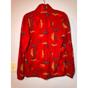 Eddie Bauer First Ascent Mens Red Geometric Mountain Print Fleece Quarter Zip M